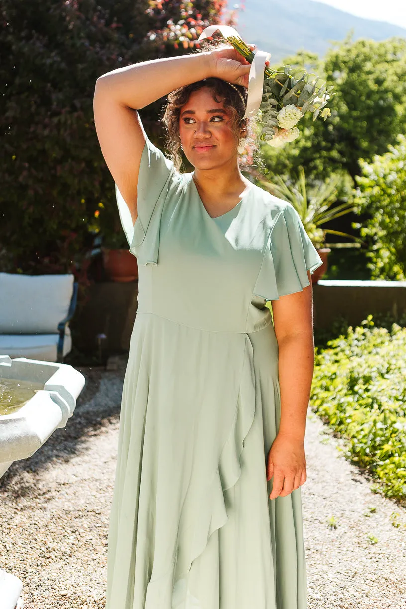 Callie Dress in Sage Chiffon - FINAL SALE