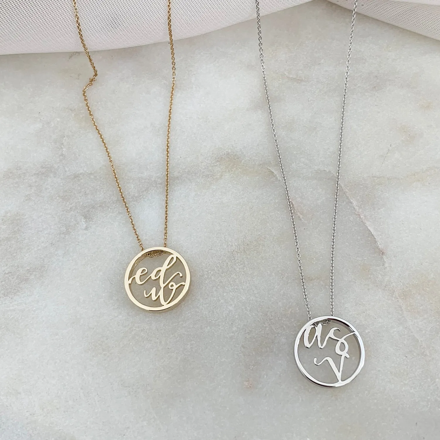 Custom Love Letter Monogram Disc Necklace