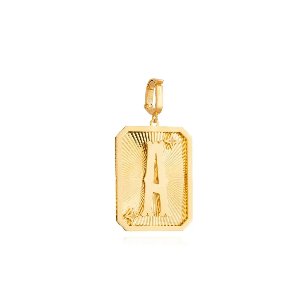 Yellow Gold Initial Medal Pendant